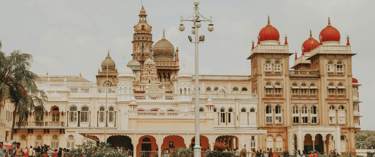 Discover India: A Land of Timeless Wonders, Mysore Palace's iconic architecture attracts tourists in Karnataka, India.